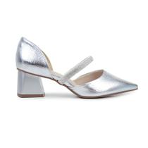 Scarpin Feminino Bebecê Salto Bloco 5 cm Prata - T523