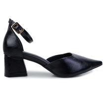 Scarpin Feminino Bebecê Slingback Preto Verniz - T3838 Scarpin Feminino Bebecê Slingback Preto Verniz - T3838