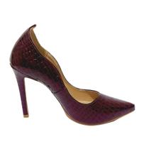 Scarpin Feminino Croco Salto Alto Vinho