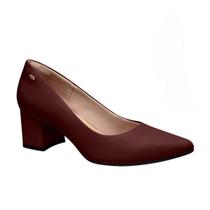 Scarpin feminino dakota couro legitimo salto bloco conforto