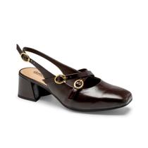 Scarpin feminino dakota slingback salto bloco grosso macio Scarpin feminino dakota slingback salto bloco grosso macio