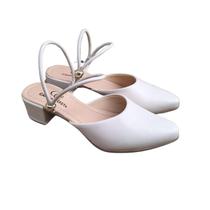Scarpin Feminino Estilo Mule Salome Feminina Social Salto medio Baixo OffWhite 050