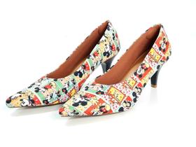 Scarpin feminino mickey salto fino baixo conforto premium valle shoes