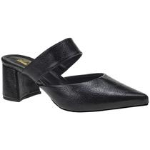 Scarpin Feminino Mule Social Salto Bloco Tamanco Bico Fino 0001