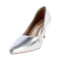 Scarpin feminino napa prata salto baixo festa lindo casual