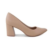 Scarpin Feminino Piccadilly Salto Bloco Nude - 7451 Scarpin Feminino Piccadilly Salto Bloco Nude - 7451