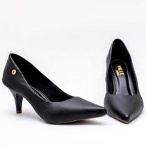 Scarpin Feminino Preto Salto Baixo 6cm Confortável Tendência