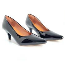 Scarpin feminino preto salto fino baixo conforto premium valle shoes
