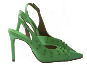 Scarpin Feminino Salto Alto Fino Verde Kiwi - Salook