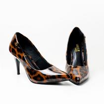 scarpin feminino salto alto fino verniz onça confort valle shoes