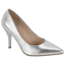 Scarpin Feminino Salto Alto Prata Beira Rio 4122.1500