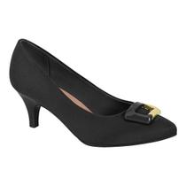 Scarpin Feminino Salto Baixo Fino Camurça Preto 4076.1297