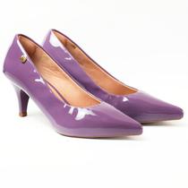 scarpin feminino salto baixo fino verniz lilás confort valle shoes