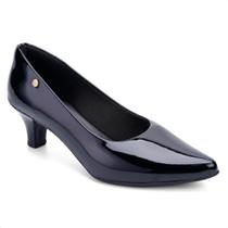 Scarpin Feminino Salto Baixo Verniz Bico Fino Elegante Moda