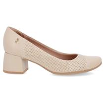 Scarpin Feminino Salto Bloco Couro Vanilla Usaflex UC0101 Scarpin Feminino Salto Bloco Couro Vanilla Usaflex UC0101