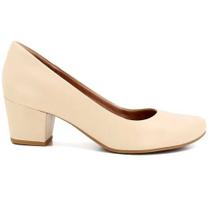 Scarpin Feminino Salto Bloco Napa Vanilla Usaflex Q6692