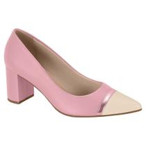 Scarpin Feminino Salto Bloco Rosa Creme Metalizado Beira Rio 4241.232