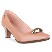 Scarpin Feminino Salto Fino Baixo Sapato Bico Fino Enfeite Metal Dourado Metalizado