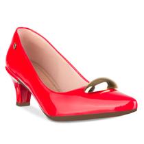 Scarpin Feminino Salto Fino Baixo Sapato Bico Fino Enfeite Metal Dourado Metalizado