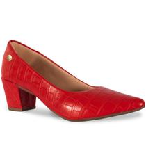 Scarpin Feminino Salto Grosso Croco