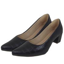 Scarpin feminino sapato formal social salto grosso quadrado bico fino mulher conforto - Sacolão dos calçados