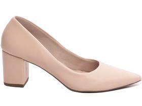 Scarpin Feminino Sapato Salto Médio Baixo Grosso Bico 6,5 cm