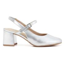 Scarpin Feminino Sapato Slingback Estilo Retro Salto Bloco Ramarim Ref: 24-17131