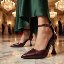 Scarpin Feminino Slingback Bico Fino Salto 9cm Napa Madri Confortável Elegante