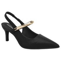 Scarpin Feminino Slingback Preto Ouro Piccadilly 772001-05 Scarpin Feminino Slingback Preto Ouro Piccadilly 772001-05
