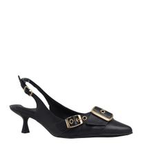 Scarpin Feminino Slingback Salto Baixo Fivela Bottero 365412 - Preto/Ouro - 34 Scarpin Feminino Slingback Salto Baixo Fivela Bottero 365412 - Preto/Ouro - 34