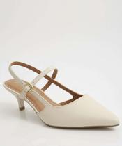 Scarpin Feminino Slingback Salto Fino Vizzano Off Whit-11254
