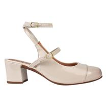 Scarpin Feminino Slingback Sapato Boneca Salto Grosso Retrô Bico Quadrado Confortável Casual Original