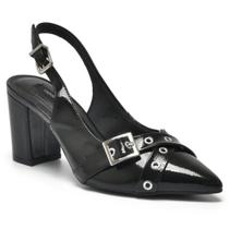 Scarpin Feminino Slingback Verniz Preto Via Marte 028-023-01