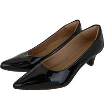 Scarpin Feminino Social Preto Salto Fino Verniz Confortável