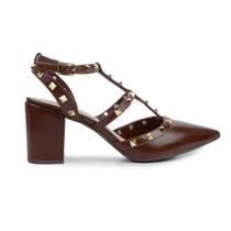 Scarpin Feminino Solis Marrom e Dourado - 5692