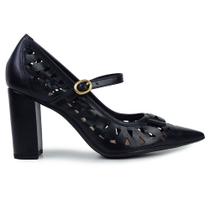 Scarpin Feminino Solis Salto Alto Couro Preto - 1420A