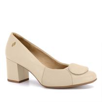 Scarpin Feminino Usaflex Salto Bloco Couro Joanetes AL3902