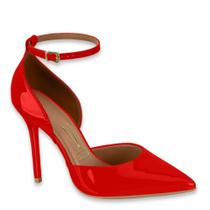 Scarpin Feminino Vizzano Salto Alto Agulha Brilho 1421.116 - Vermelho Verniz - 36