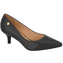 Scarpin Feminino Vizzano Salto Baixo 4cm Bico Fino Pelica Preto