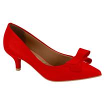 Scarpin Feminino Vizzano Salto Baixo Fino Detalhe Laço