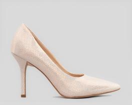 Scarpin Festa CBK Salto Alto Fino Couro Furta Cor Rosa