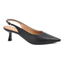 Scarpin Godiva Slingback Bico Fino Salto Médio Feminino Preto