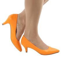 Scarpin laranja neon napa baixo 6cm