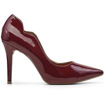 Scarpin Marsala Verniz Salto Alto Fino