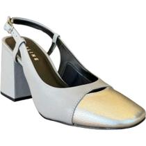 Scarpin Metalizado Fecho Couro Tendência Moda 2302.71611 Lia Line