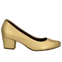Scarpin Metalizado Fem em Couro Salto Bloco Usaflex Q6692011 Scarpin Metalizado Fem em Couro Salto Bloco Usaflex Q6692011