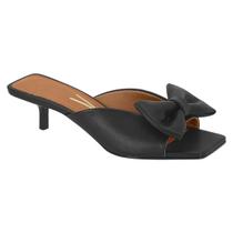 Scarpin Mule Feminino Peep Toe Saltinho Baixo Vizzano Laço