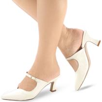 Scarpin Mule Salto Baixo Moderno Confortável P139