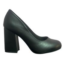 Scarpin Napa Preto Salto Bloco 9cm