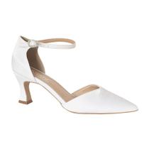 Scarpin Noiva Branco Cetim Salto Taça Confortável Duani